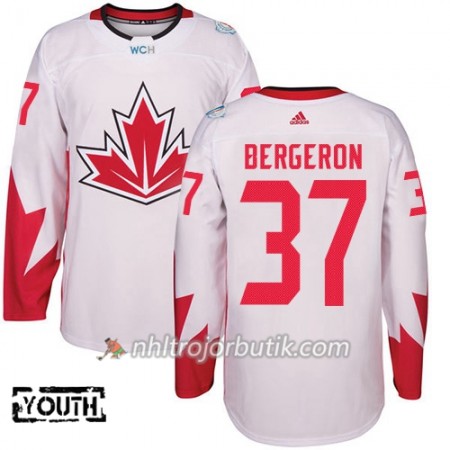Kanada Tröja Patrice Bergeron 37 World Cup 2016 Barn Vit